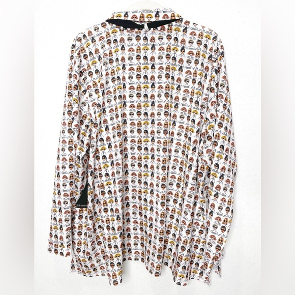 ELOQUII Printed Tie-Neck Women’s Face Diversity Button Front Blouse Size 26 - Picture 3 of 9